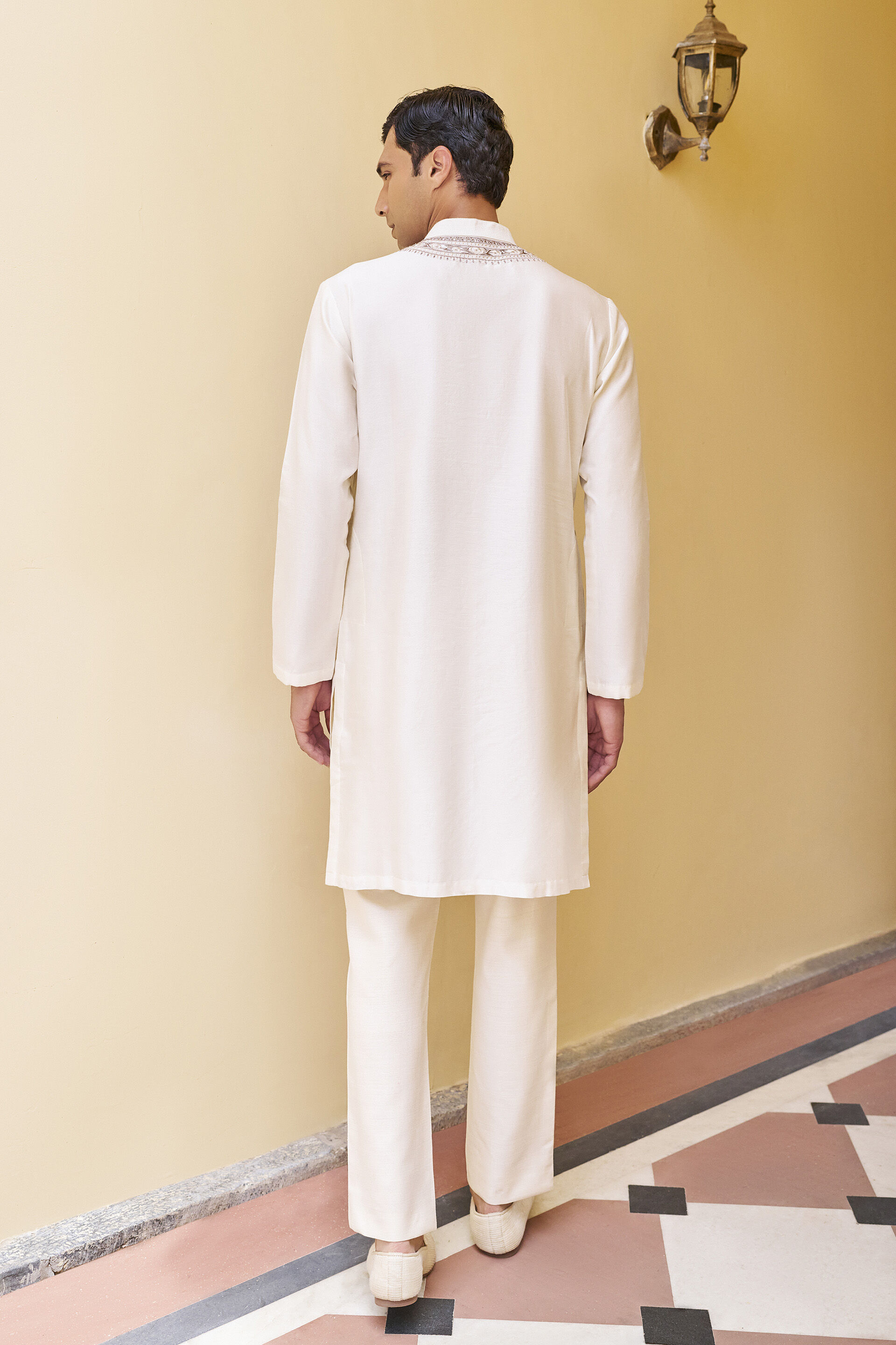 Tranquil Embroidered Mul Kurta - Off White, Off White, image 2